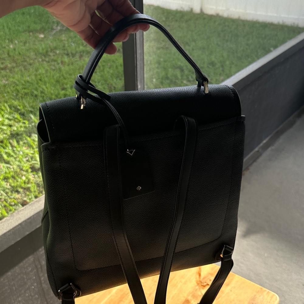 kate spade Black Pebbled Leather Top-Handle Backpack - Picture 14 of 14